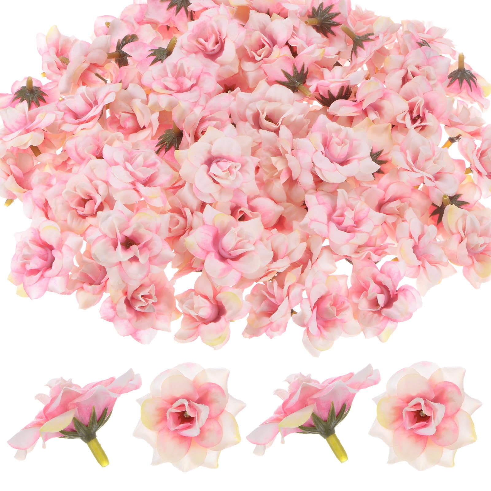M METERXITY 100-Pack Artificial Roses Heads, Silk Faux Rose Head for Wedding/Bouquet/DIY Crafts/Party Decoration, Fake Bloom Flower Heads Buds [Light Pink]