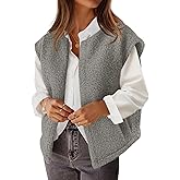 MEROKEETY Women's Sleeveless Sherpa Lined Vest 2026 Oversized Outerwear with Pockets