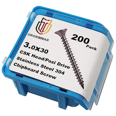 Orgrimmar Holzschrauben Spanplattenschraube 304 Edelstahl Flachkopf Pozi Holz Innenausbau Schraube 3x30mm Faserplattenschraub