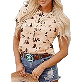 SHEWIN Womens Summer Tops Short Sleeve T-Shirts Western Graphic Crew Neck Casual Cute Tees 2026 Clothes