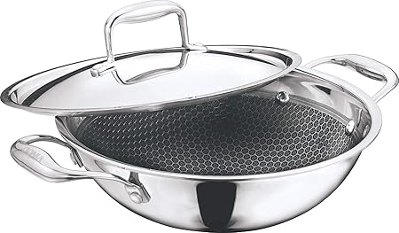 Vinod Platinum Triply Stainless Steel X Kadai- 24 cm, 2.5 Ltr (Induction Friendly)