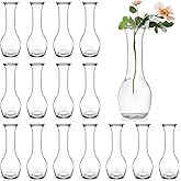 ZOOFOX Set of 16 Glass Bud Vase, Small Vases for Single Rose, Clear Glass Flower Bottle for Rustic Wedding Centerpieces, Home Table Flower Decor, Floral Arrangements