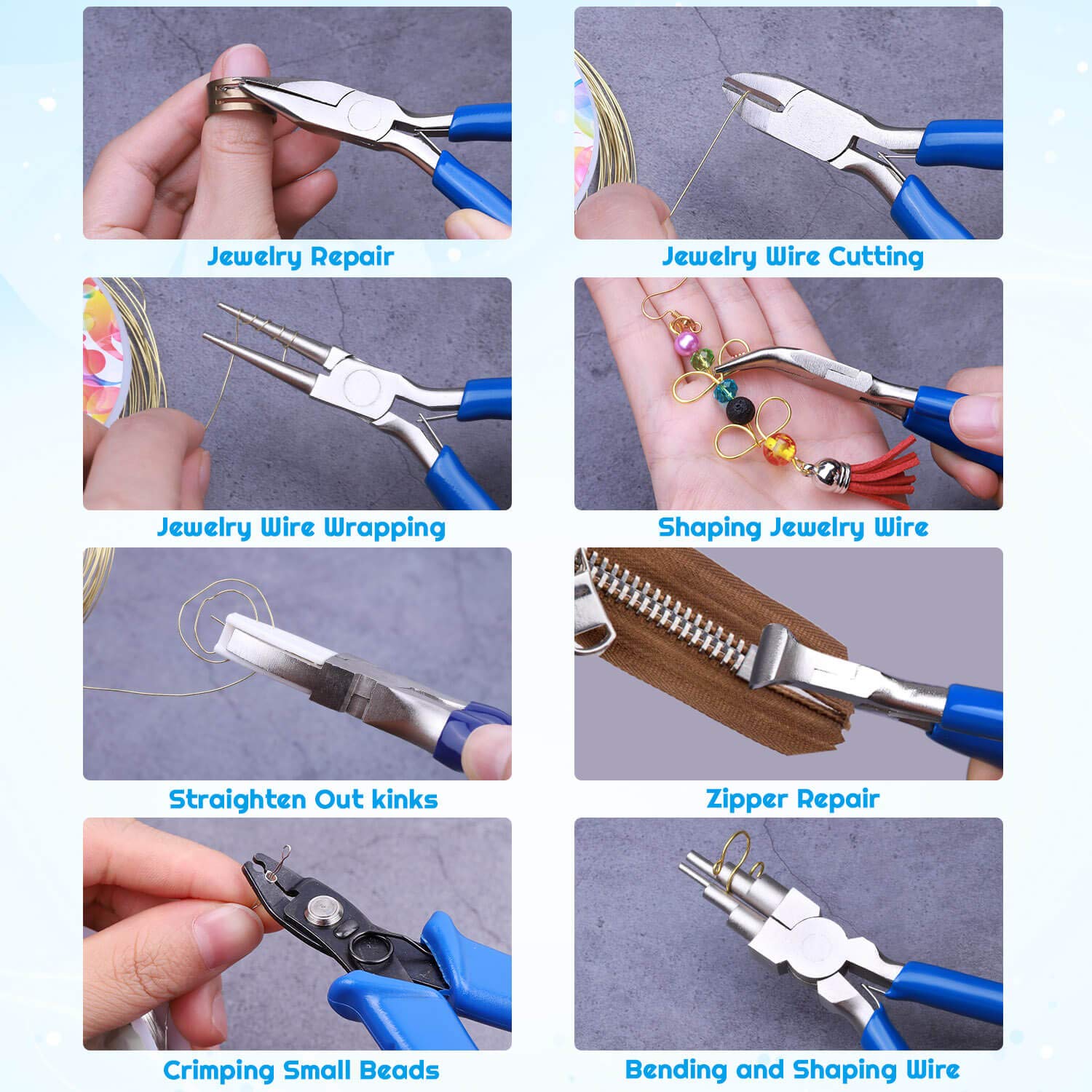 Shynek Jewelry Making Pliers Tools, 8pcs Micro Jewelry Pliers Set for Jewelry Making Supplies