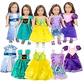18 inch Girl Doll Dress Accessories-5 Sets Cosplay Princess Dress Fits 18 inch Girl Dolls (SET2)