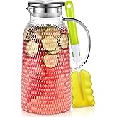 Aofmee 80oz Glass Pitcher with Lid, 2.4 Liter Water Pitcher, Glass Carafe for Cold or Hot Beverages, Sun Tea Jar, Easy Clean Heat Resistant Jug for Juice, Milk