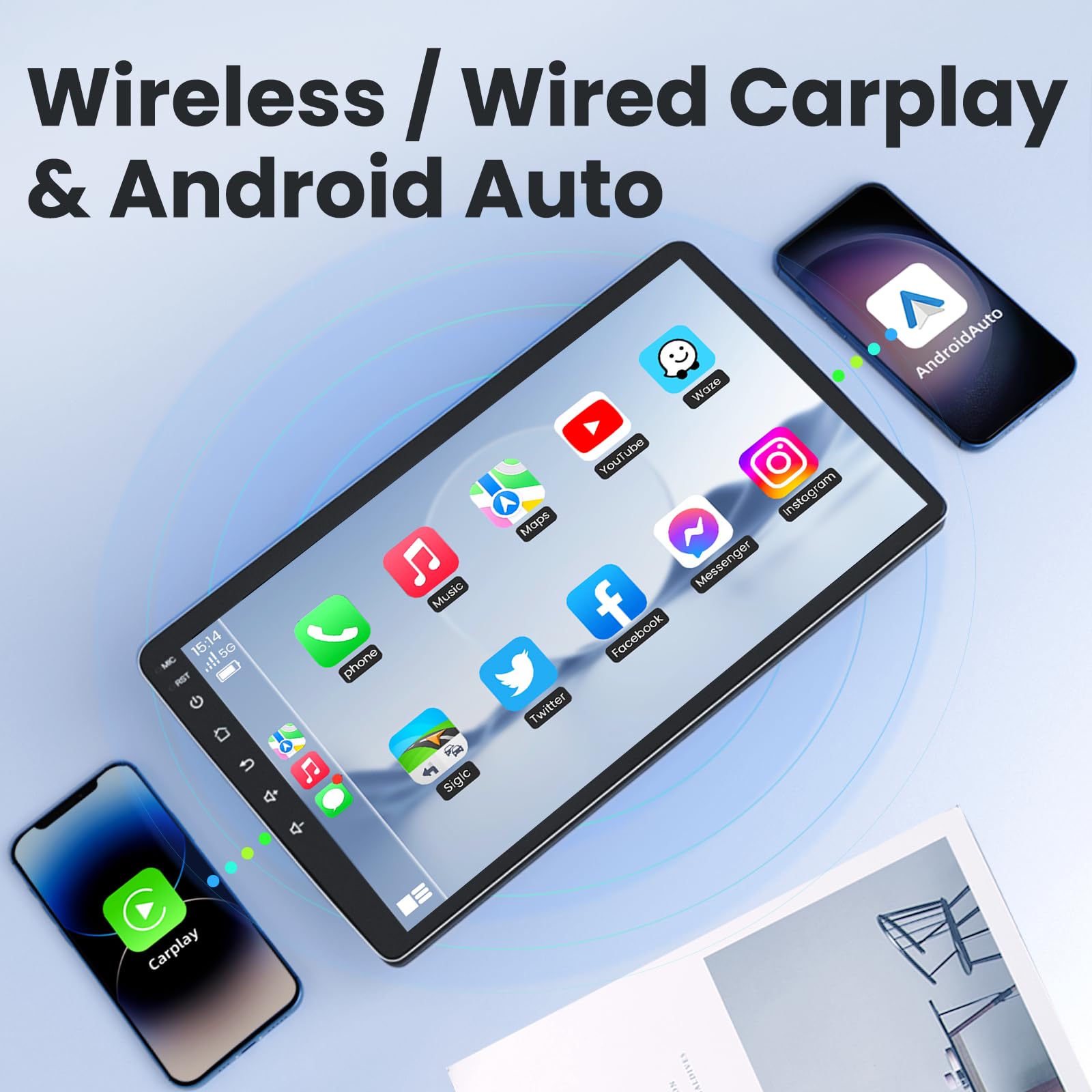 4Core 32ROM Car Radio for Ford Focus 2012 2013-2018 with Touch Screen GPS Bluetooth 5G-WiFi 1080P Backup Camera Carplay Android Auto FM SWC