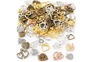 stino 100 Gram Metal Charms for Jewelry Making, Silver & Gold Plated, Bulk Pack for Bracelets, Necklaces, Crafts