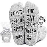 HAPPYPOP Cat Lover Gifts - Funny Fuzzy Novelty Socks for Cat Mom Dad Lovers Women Men