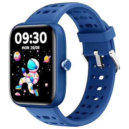 Kids Smart Watch for Boys, 1.83" DIY Face Fitness Watch Pedometer, Without/with APP Heart Rate Sleep Tracker, IP68 Waterproof Calorie Step Counter, 81 Sport Modes, Puzzle Games for Children 5-16, Blue