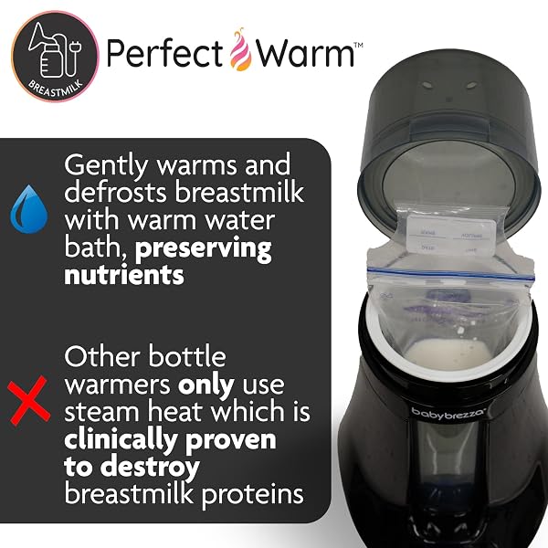 BABY BREZZA FAST BABY BOTTLE WARMER – BABY MILK WARMER + BREASTMILK WARMER DEFROSTER – 2 UNIQUE TEMPERATURES FOR BREASTMILK + FORMULA – UNIVERSAL FIT FOR ALL BOTTLES, STORAGE BAGS + FOOD JARS