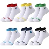 scenicamp Womens Athletic Socks Funny Crazy Pattern Cotton Ankle Sock Gifts | 6 Pairs, Cute Print, Thin Breathable, Soft Cotton Feel, Invisible Low Cut, Snug Fit, Sport Casual Wear, Fit Women Men 6-10