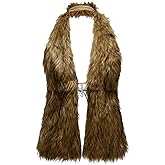 WDIRARA Women's Faux Fur Halter Vest Sleeveless Tie Backless Fuzzy Tank Top Rave Party Sexy Y2K