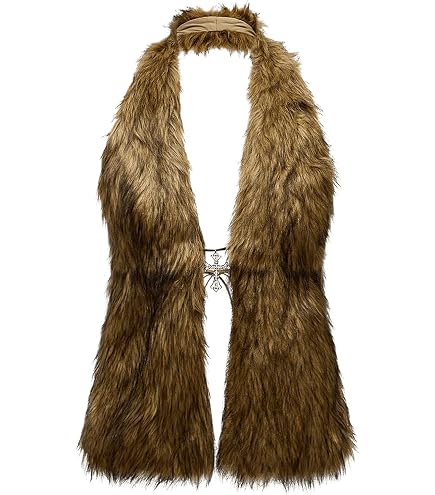 Vimoisa Women's Faux Fur Crop Top V Neck Triangle Tank Top