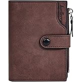 LOUEBICA Wallet for Men Large Capacity Leather RFID Blocking Trifold Wallet with 2 ID Windows and 15 Card Holders