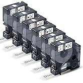 COLORTY 6 Pack 45013 Label Maker Tape Refills Compatible with DYMO D1 45013s 12mm Label Tape, Black on White 1/2 in x 23 Ft, for Dymo LabelManager 160 280 210D 360D 420P PnP 220P 260P 450DUO