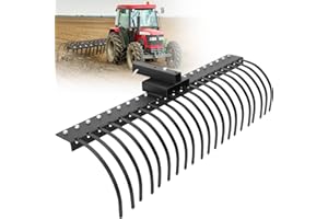 TackView 60" Landscape Rock Rake, 3-Point Hitch, 360° Swivel, Tow-Behind Soil & Gravel Groomer for Sub-Compact Tractors