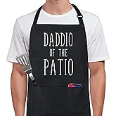 Xornis 100% Cotton Funny Apron with 2 Pockets for Men Women BBQ Grilling Adjustable Bib Black Aprons Gifts Cooking Kitchen