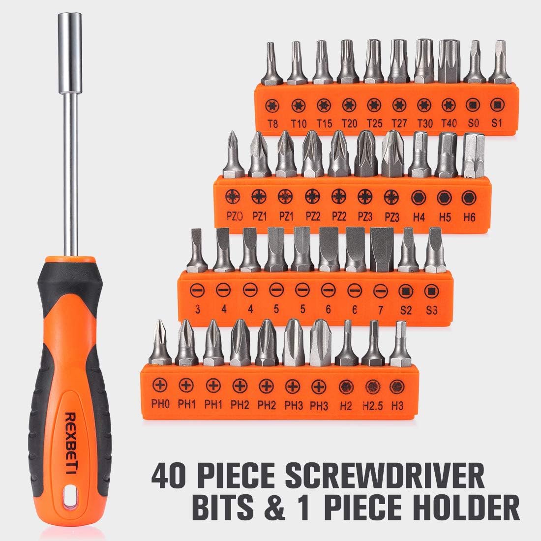 REXBETI Magnetic Screwdriver Set, 63 in 1 Multifunctional Repair Tool Kit with Slotted Phillips Screwdrivers, Precision Screwdrivers, Inch Metric Folding Allen Wrench Set and Screwdriver Bits: Home Improvement