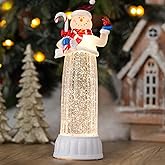 Christmas Snow Globe 12" Lighted Snowman Lantern with Music 6H Timer, USB/Battery Operated, Christmas Home Decor Indoor