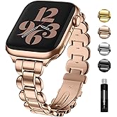 Fullmosa Metal Bands Compatible with Apple Watch 42mm 41mm 40mm 38mm for iWatch Series 11 10 9 8 7 6 5 4 3 2 1, SE3/2/1 for Women,Rose Gold