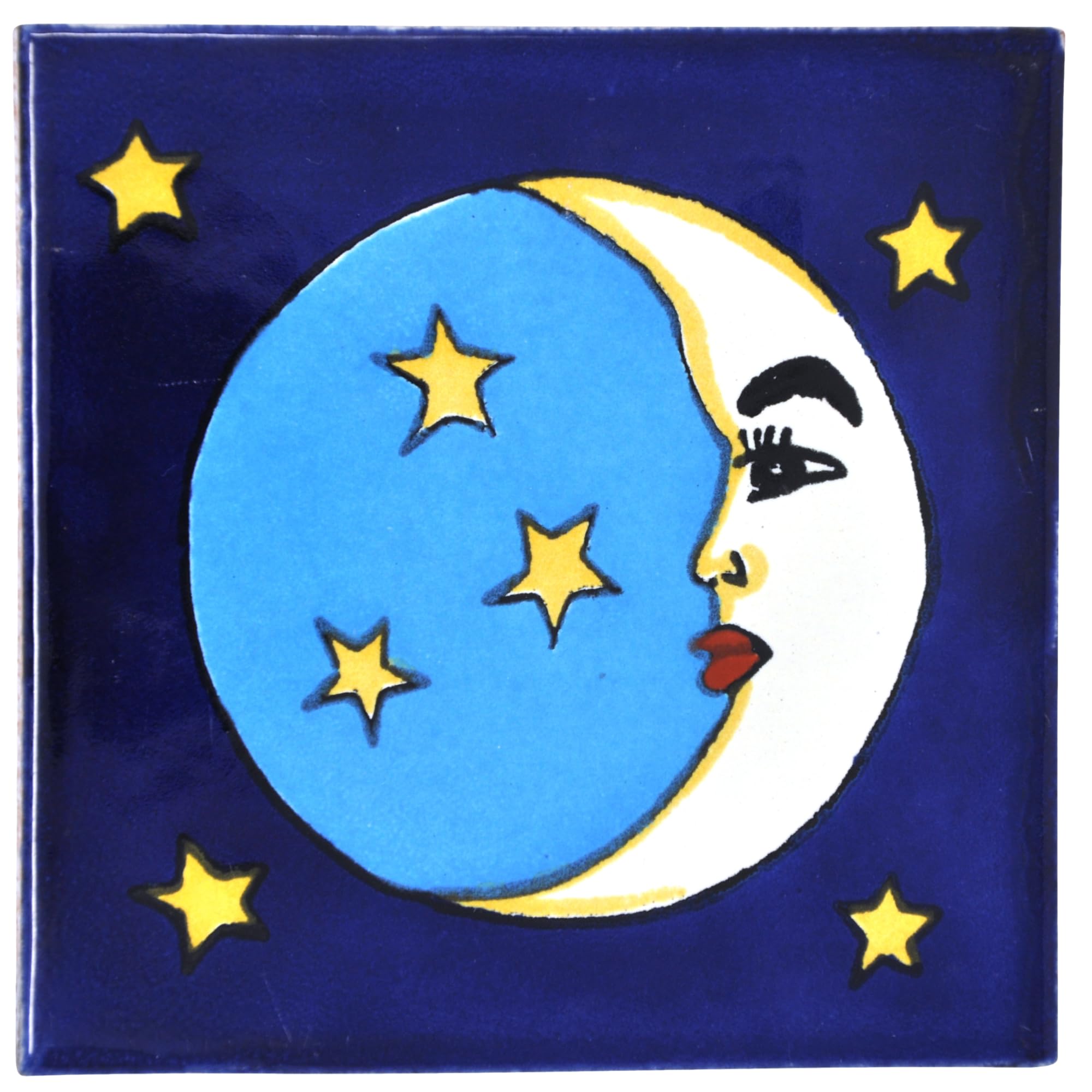 Tumia LAC Handmade Mexican Talavera Tile - Authentic Style Ramon Ceramic Tiles for Crafts, Backsplashes and Home Improvement - 10 Pack