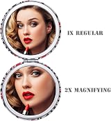 YTZJ Direct Rose Red Compact Makeup Mirror 2X Magnifying Folding Pocket Travel view 3