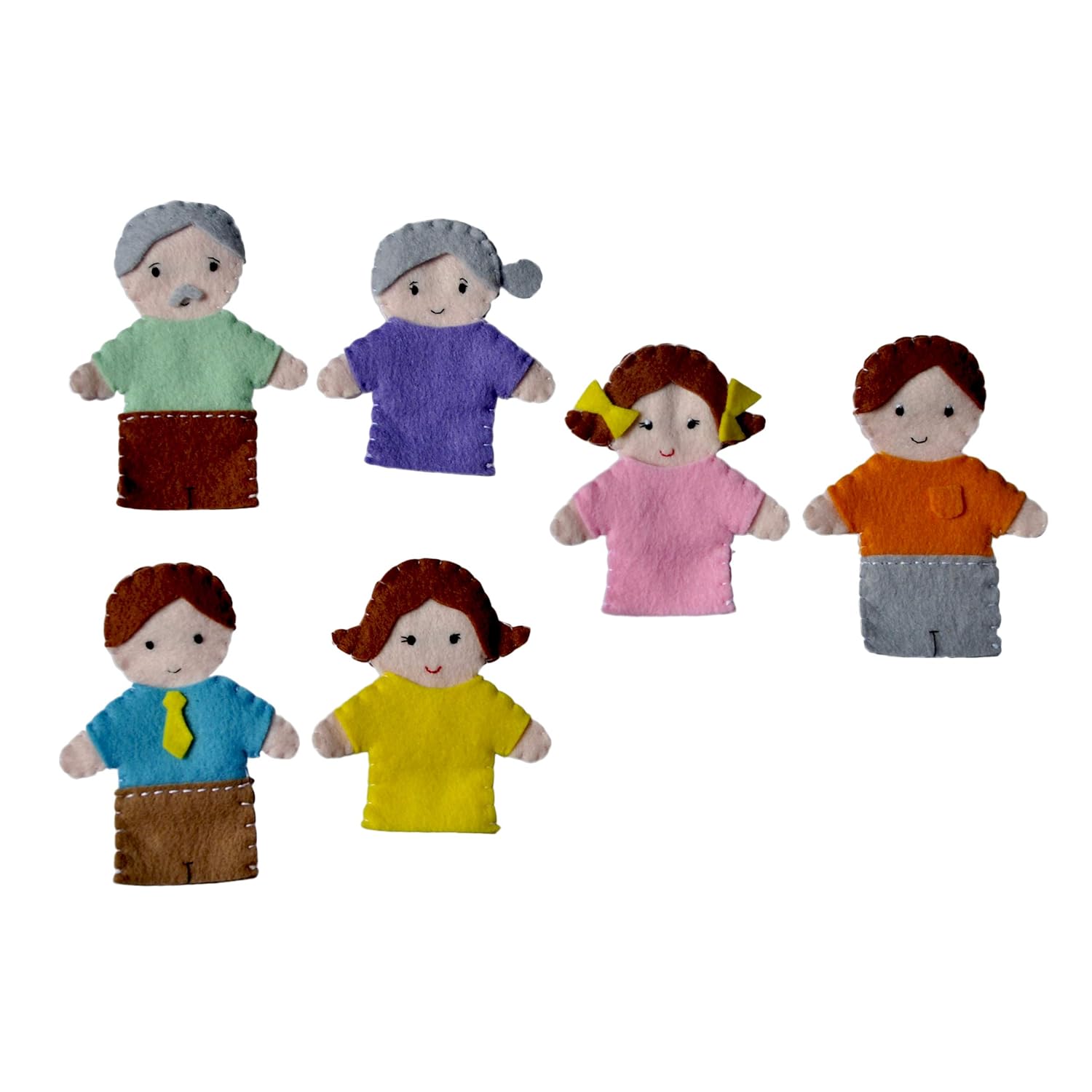 Family Finger Puppets Set 6 Pcs: Handmade