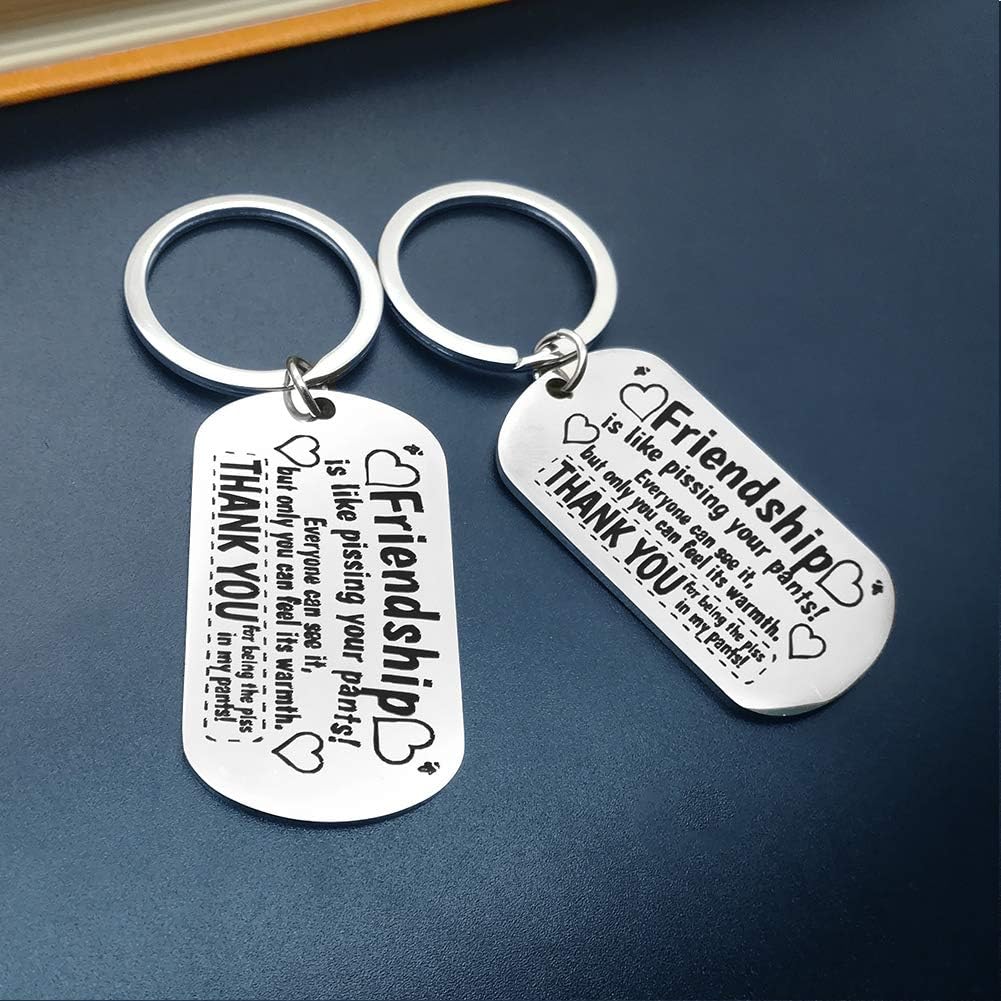 Huwujiu 2Pcs Friendship Keyring Best Friend Keyring Friendship is Like Pissing Your Pants Keyring Set Best Friend Gift Christmas Birthday Gift for Friends - Image 5