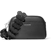 Michael Kors Jet Set Small Camera Crossbody Bag, Silver-Tone Hardware/Leather w/Heart