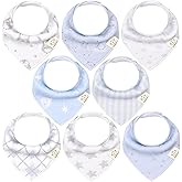 8-Pack Organic Baby Bandana Bibs for Boys, Girls - Super Absorbent Triangle Baby Bibs for Drooling and Teething Infant, 100% Cotton Extra Soft for Newborn, Infant 0-36 Months (Constellation)