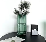 Vzmiza Green Glass Vase 26 cm Premium Thickened Ribbed Flower Vase view 4