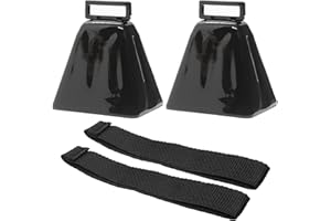 Bevin Bells Long Distance Cow Bell 10LD (Black) | Made from Steel | Loud Noise Maker | With Black Strap Around The Handle | Made in USA