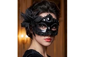 Maeaccx Masquerade Mask for Women, Black Venetian Masks Flower Lace Elegant Mardi Gras, Party Costume Accessories