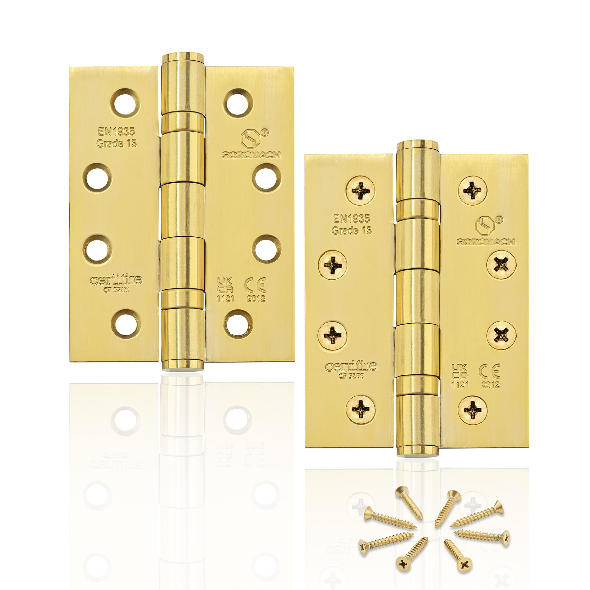 201 Stainless Steel Door Hinges - 2 Pcs Matte Gold Hinges Ball Bearing External Door Hinges Heavy Duty Outdoor Hinges for Wood — image 1