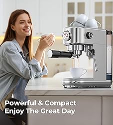 Espresso Machine with Milk Frother, 20 Bar High