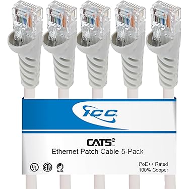 Câble Ethernet Cat 5e 10 Mètres - Gris - 100 MHz - Lien'k - Neuf