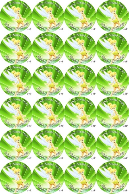 Personalised Peter Pan Tinkerbell 20 X Pre Cut 45mm Fairy Cake
