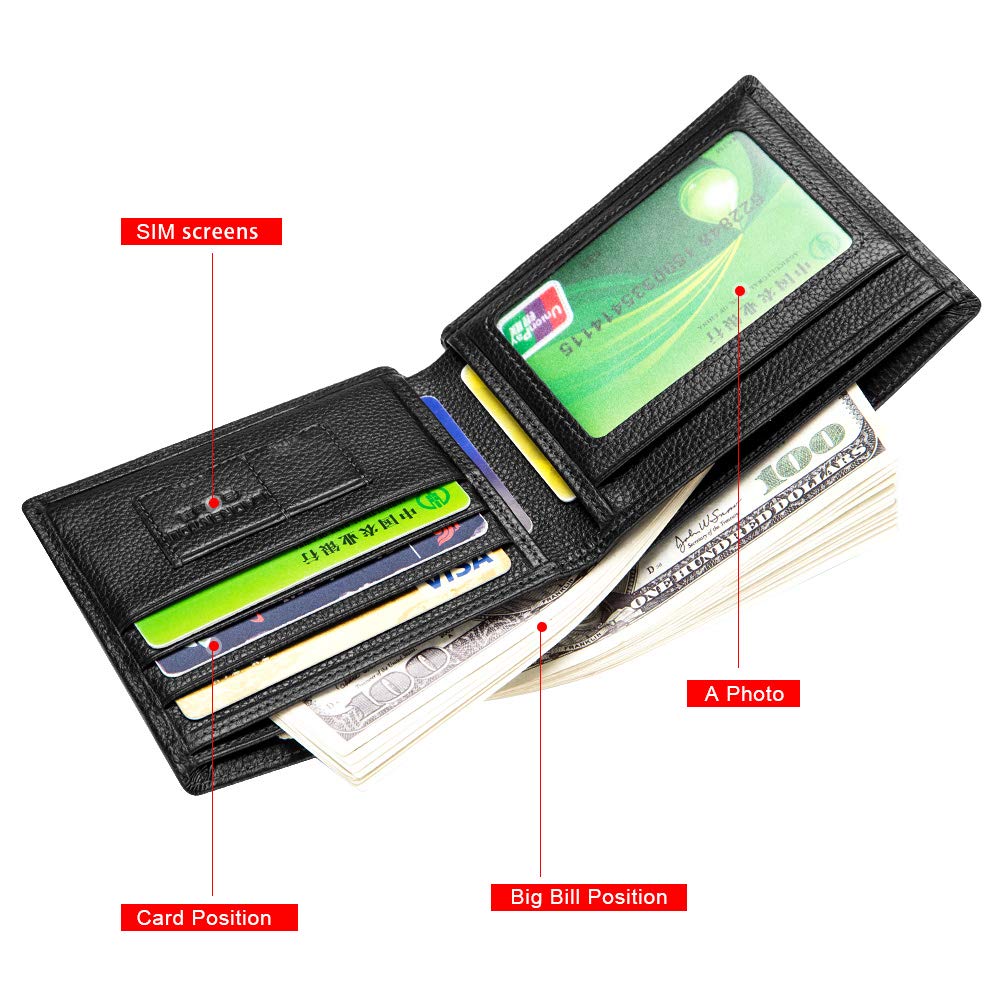 Men's Wallets, Genuine Cow Leather RFID Blocking Gift Box Packaging