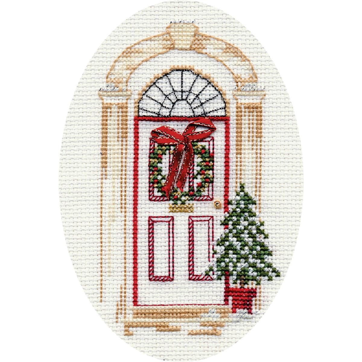 Derwentwater Designs Christmas Door Cross Stitch Card Kit