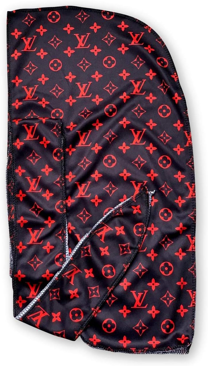 Designer Impression Durags - (Black/Red LV) - Waveology Grooming Co.