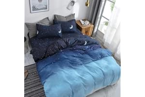 HYPREST Kids Duvet Cover Twin,2 Pcs Space Galaxy Twin Bedding Sets for Girls Boys Kids Soft Breathable