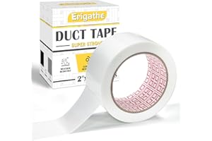Erigathe White Duct Tape Heavy Duty-2 Inches x 30 Yards, Strong Adhesive Duct Tape, No Residue, Strength, Flexible, Waterproof and Tear by Hand, Multi-Use for Indoor & Outdoor Repairs (1, White)