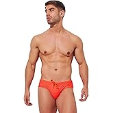 F plus R Men's Low Rise Swimwear Briefs Bikini Swimsuit Adjustable Drawstring Removable Pad
