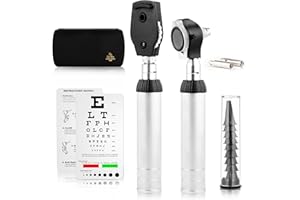 Zyrev Otoscope Oph Multi-Function Set - Otoscope/Opthalmoscope for Ear & Eye Examination - with Portable Carry Case, Sight Chart, Replacement Tips (Black)