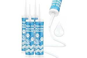PAULINN Clear Silicone Sealant, 100% Waterproof Silicone Adhesive Caulk for Rv Marine Home Window Roof Door Kitchen Bathroom 
