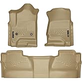 Husky Liners Weatherbeater Floor Mats | Fits 2014-2018 Chevrolet Silverado 1500 & GMC Sierra 1500; 15-19 Silverado/Sierra 2500HD/3500HD Crew CAB(Footwell Cvg) | Front & 2nd Row, 3-pc Tan - 98233