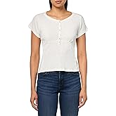 Lucky Brand Womens Crochet Trim Short Sleeve Henley