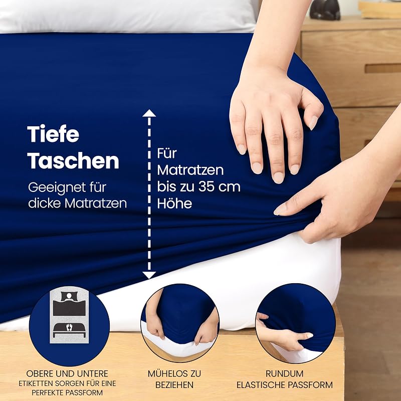 - Spannbettlaken 180x200cm - Royal Blau