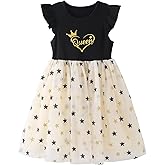 NIUSC Girl's Dresses Summer Cotton Sleeveless Tank A-Line Cute Midi Casual Sundress 3-12Y