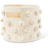 Pehr Pom Pom Basket, Pint (Natural) | 100% Cotton Canvas Storage for Nursery, Playroom &amp; Home | Decorative Organizer | 10&rdquo;D x 9&rdquo;H